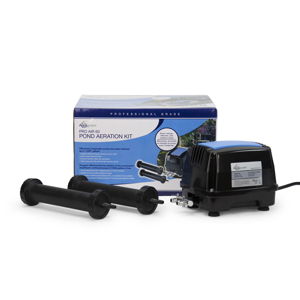 Aquascape Pro Air 60 Pond Aeration Kit! This powerful, all-in-one kit is specifically designed to provide dissolved oxygen directly to water, promoting essential biological processes and creating a thriving ecosystem for fish and plants. 