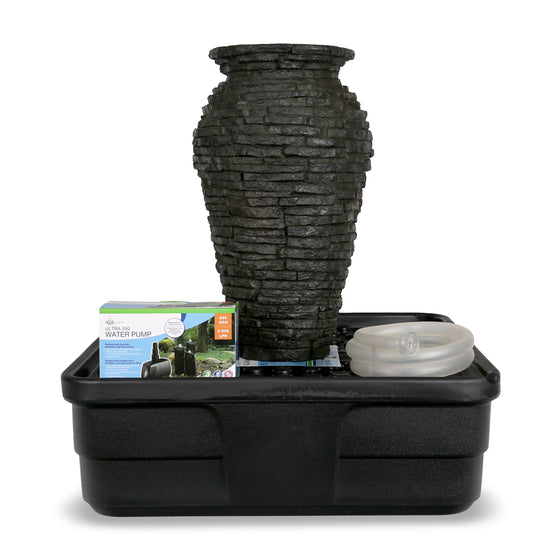 Extra Small Stacked Slate Urn Fountain Kit 24"