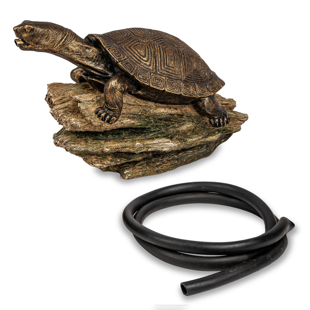 Aquascape Turtle on Log Spitter With Hose.