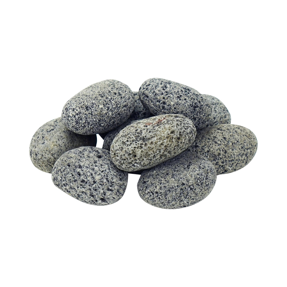 Aquascape Tumbled Lava Stones. With a stunning black and grey speckled look and a smooth, polished finish.