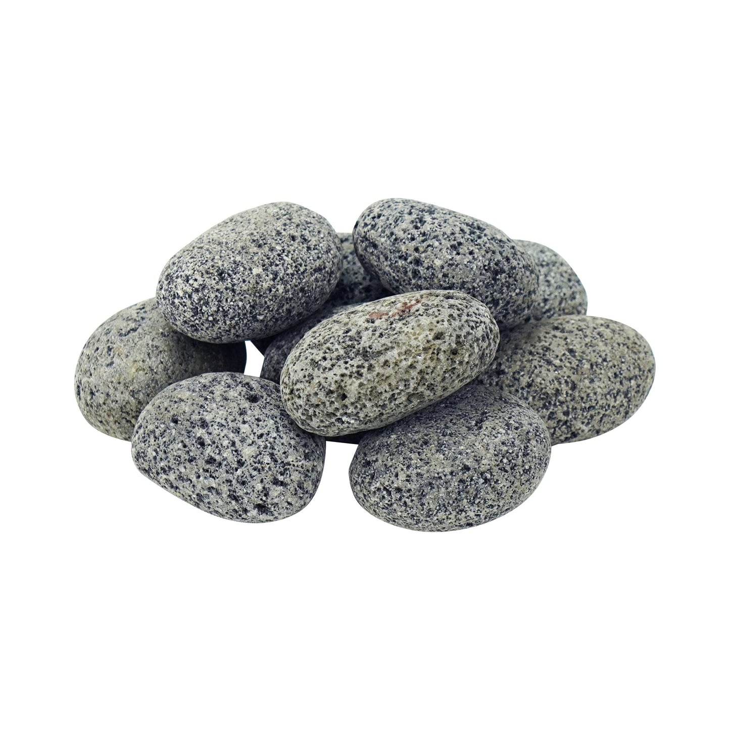 Aquascape Tumbled Lava Stones. With a stunning black and grey speckled look and a smooth, polished finish.