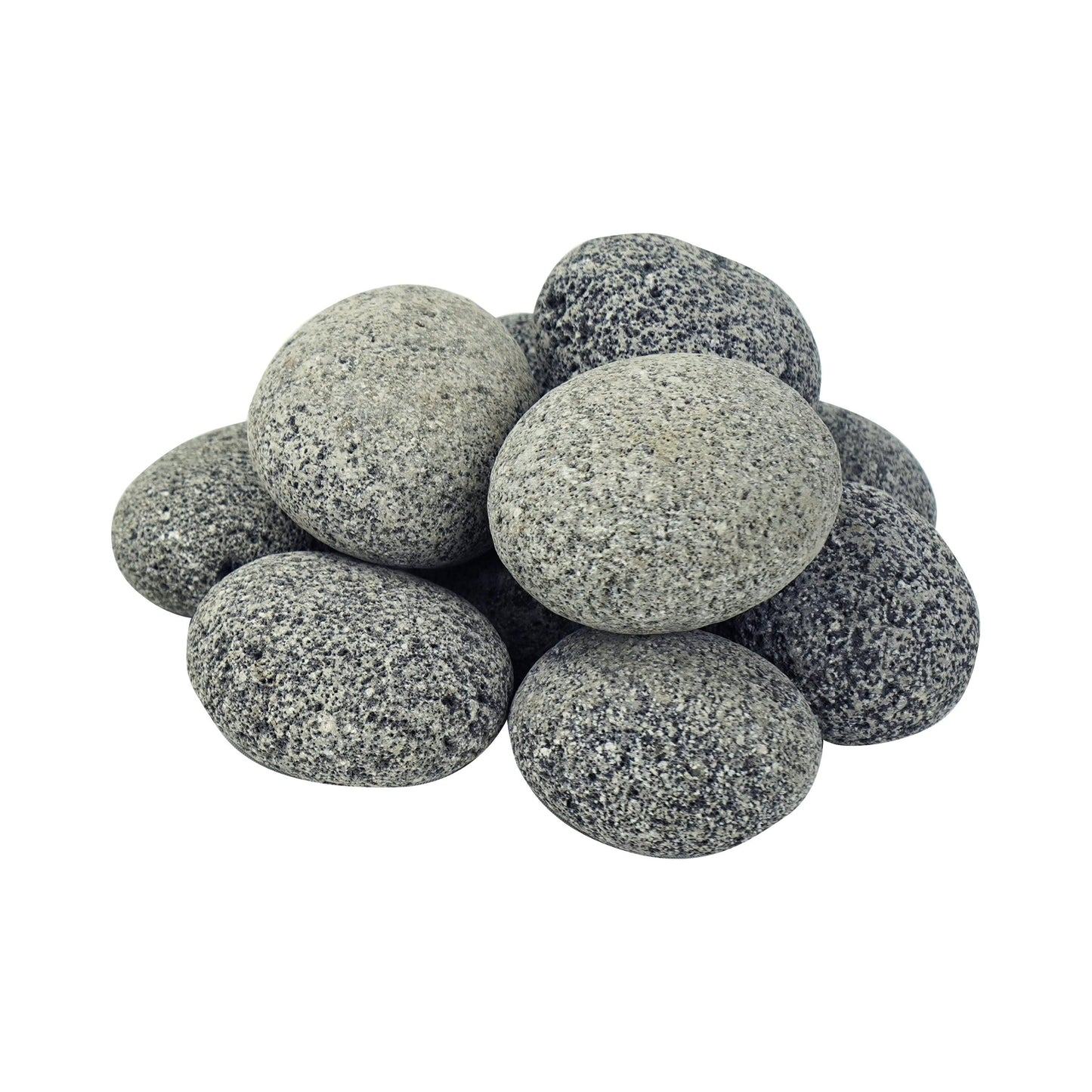 Aquascape Tumbled Lava Stones. With a stunning black and grey speckled look and a smooth, polished finish.