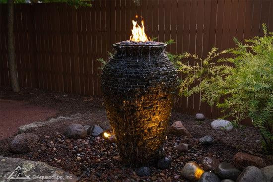 Fire and Water Stacked Slate Urn Large